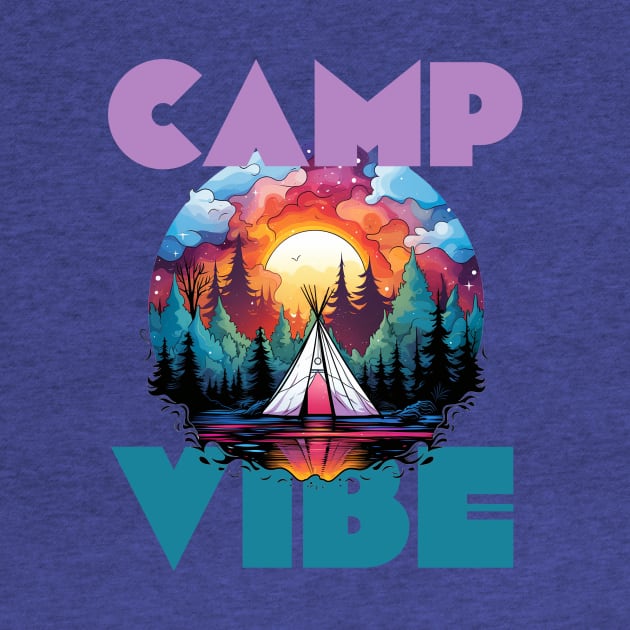 Camp Vibe Retro Colorful Sunset Print by Beth Bryan Designs